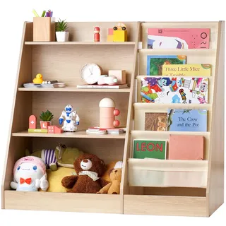 Vevor Kinderbücherregal 4-stöckig Holz braun