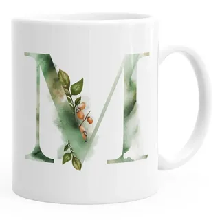 Autiga Tasse Buchstaben-Tasse "[object Object]" Tasse mit Buchstabe Alphabet Monogramm Watercolor gezeichnet Kaffeetasse Autiga®, Keramik weiß