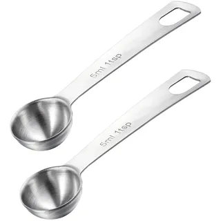 2 Stück Messlöffel Kaffee Edelstahl 5ml Messlöffel Gramm Dosierlöffel | Teelöffel für Tee Mini Löffel für Gemahlenen Kaffee Losen Tee Milchbrühe
