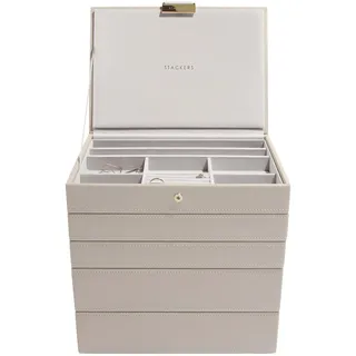 Stackers Schmuckschatulle, klassische Größe, stapelbar, Set mit 5 Schubladen. taupe