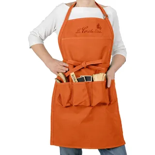 LA CORDELINE Schürze lang, 5 Taschen, Baumwolle, TU, Unisex, Rostfarben, Gartenschürze, Basteln, Küche