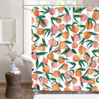 Mcboson Duschvorhang, Orange, Grün, Textil, 180x180 cm, Badtextilien, Duschvorhänge