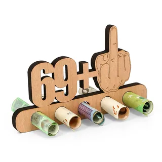 Giftota - Originelle Lustig Geldgeschenk Holz - 69 + 1 Geburtstag - Geschenke aus Holz für Freunde, Familie