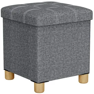 Oak&Tea Stauraumhocker Sitzhocker mit Stauraum – Klappbare Aufbewahrungsbox & Sitzwürfel grau 30 cm x 35 cm x 30 cm