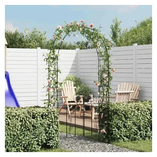 furnicato Rosenbogen Wetterfester Gartenbogen mit Tor 115x37x230 cm Schwarz Metall, 1 St., Witterungsbeständiger Rankbogen als Kletterhilfe für Rosen & Pflanzen schwarz