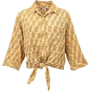Guru-Shop Longbluse Boho Blusentop mit African Print, Bluse zum.. alternative Bekleidung gelb XL