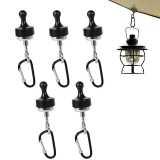 Magnethaken Camping, 5 Magnethaken Extra Stark für Baldachin, Magnethaken mit Karabiner für Camping Outdoor, Multifunktionaler Zelthaken Magnetisch zum Aufhängen von Baldachin Lampe Camping Licht