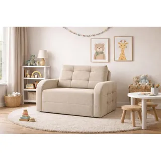 MOEBLO Kindersofa PORTO 120 – Schlafsessel Sofa Sessel Jugendsofa Schlafsofa 2-Sitzer Gästebett mit Schlaffunktion und Bettkasten - Beige (BRAGI... - Beige