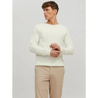 Jack & Jones Strickpullover Rundhals Strickpullover Langarm Sweater aus Baumwolle JJEHILL 4830 in Weiß weiß XXLARIZONAS