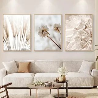 Ueiwffzo 3er Poster Set Wandbilder, Blumen Pflanzen Wand Bilder ohne Rahmen, Bilder Deko für Flur Wohnzimmer Schlafzimmer (50 x 70 cm)