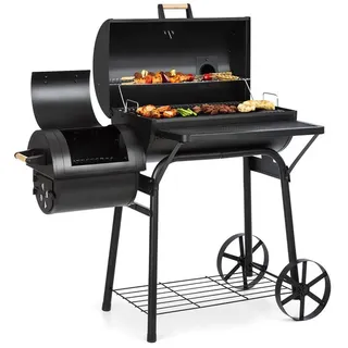 Klarstein - Beef Brisket Smoker Grill Holzkohlegrill/smoker Rostfreie Grillroste Aus Edelstahl Thermometer Im Deckel 2 Große Räder
