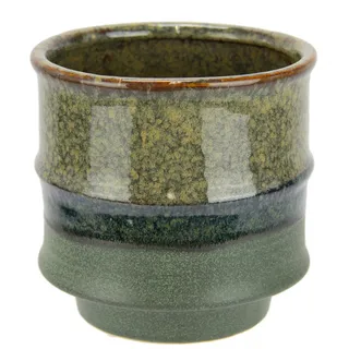 Dekovase I.GE.A. "Topf aus Keramik", grün, B:15cm H:15cm, Keramik, Vasen, Blumentopf geriffelt Zylinderform Übertopf Keramikvase Deko Dekovase