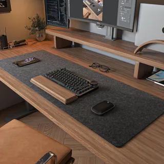Filz-Schreibtischunterlage | Computermatte für den Schreibtisch (91,4 x 30,5 cm) | Große Filz-Schreibtischunterlage für Tastatur und Maus | Dunkelgrau