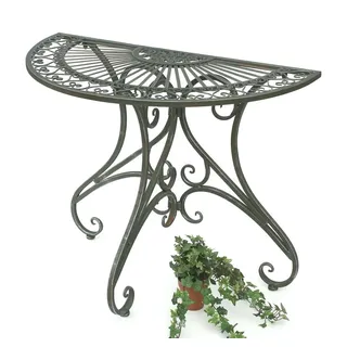 DanDiBo Tisch Halbrund Wandtisch Halbtisch 130434 Beistelltisch aus Metall 90 cm Gartentisch Konsole