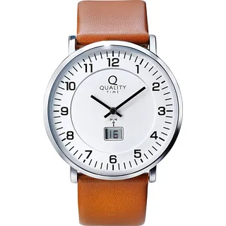 Qt Herren Funk-Armbanduhr "Wireless" Leder  (Farbe: Braun)