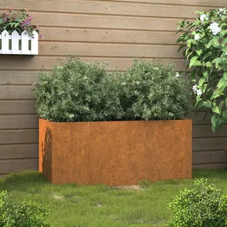CIADAZ Pflanzkübel, Blumentopf Draussen, Blumenkübel, Pflanzkübel, Übertopf, Pflanzentopf, Blumenkasten, Flower Pot, Pflanztrog, Flowerpot, Grau 62x40x39 cm Cortenstahl