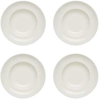 KHG 4er Set Pastateller, extra groß mit 30cm Durchmesser in weiß, perfekt für Gastro und Zuhause, hochwertiges Porzellan, Suppenteller, Salatteller, Spühlmaschinengeeignet