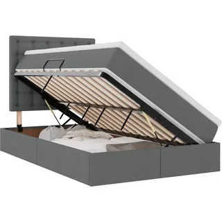 vidaXL Aufbewahrungsbett mit Matratze Dunkelgrau 120 x 190 cm Stoff