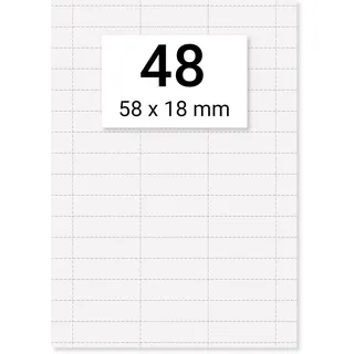 Karteo Einsteckschilder Hängemappen [2400 Stück] Hängeregister Einlegepapier Einstecketiketten perforiert weiß 58 x 18 mm auf 50 Stk. DIN A4 Bögen zum bedrucken