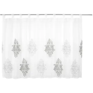 Kurzgardine, Silber, Weiß, Textil, orientalisch, 140x80 cm, Oeko-Tex® Standard 100, Wohntextilien, Gardinen & Vorhänge, Fertiggardinen, Scheibengardinen