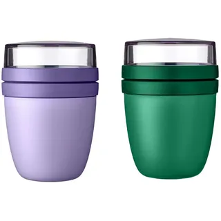 Mepal - Lunchpot Ellipse Mixed - Vivid Green + Vivid Lilac – 500ml praktischer Reisebecher, Joghurtbecher, To go Becher – Geeignet für Tiefkühle