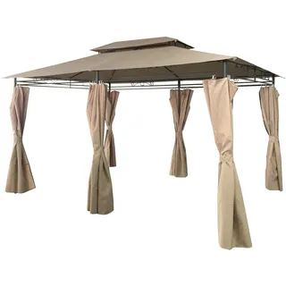4iQ Gartenpavillon 3x4 m Beige mit Seitenwänden Metall Pavillon 12m2