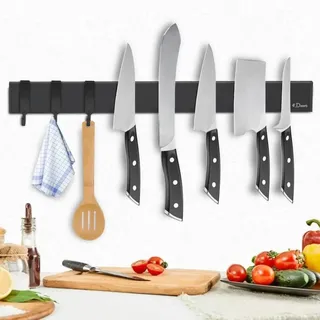 luxuskollektion Magnetleiste Messer 40 cm Schwarz Edelstahl selbstklebend & Schrauben