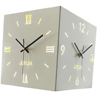 Milageto 26 cm Wanduhr Ohne Ticken Geräuschlos Modern, Wanddekoration Doppelseitige Eckuhr, Kreative Metall-Eckuhr, Quadratische dekorative Uhr für Wohnzimmer, Küche, Büro, Schule, Beige