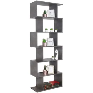RICOO Raumteilerregal WM070-BG, 1-tlg., hohes Regal schmal, Raumteiler Bücherregal Standregal grau