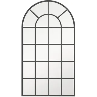 HOMCOM Dekospiegel großer Spiegel, Fensteroptik, Bogenförmig, inkl. Aufhängung. Schwarz + Spiegelglas