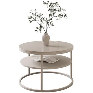 lookway Couchtisch CIRI SLIM Kaschmir Hochglanz mit Regal