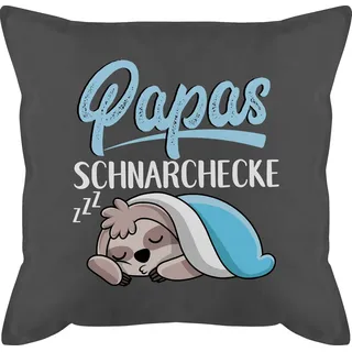 Shirtracer Dekokissen Papas Schnarchecke mit Faultier - weiß, Vatertagsgeschenk Kissen grau
