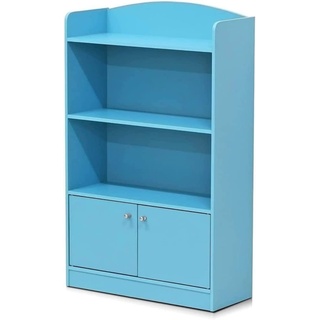 Furinno Magazin/Bücherregal mit Spielzeugschrank für Kinder, Hellblau, 24 x 24 x 97.99 cm