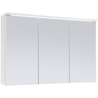 Badezimmerspiegelschrank TWO, B 100 cm, mit LED-Beleuchtung Weiß, 6 höhenverstellbare Einlegeböden, Spiegeltüren weiß