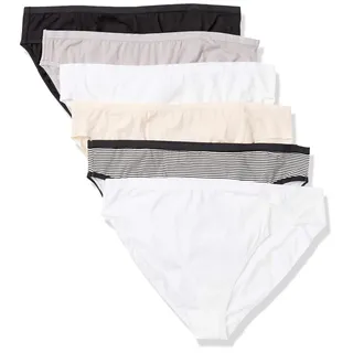 Amazon Essentials Damen Unterhosen aus Baumwoll-Stretch, Hoch Geschnittenes Bikini-Höschen, 6er Pack, Grundfarben, XXL Große Größen