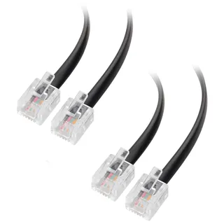 Cable Matters 2er-Pack RJ11 Telefonkabel, DSL ADSL Modem Kabel, 1m, Schwarz | RJ11-Stecker auf RJ11-Stecker, ADSL, ISDN- und Internetkabel