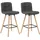 Barhocker 2er Set Massivholz 2 x 40 x 40 cm Dunkelgrau
