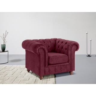 Sessel HOME AFFAIRE "Chesterfield B/T/H: 105/69/74 cm" Gr. Lu x us-Microfaser weich, B/H/T: 105 cm x 74 cm x 89 cm, rot (weinrot) Home Affaire