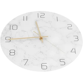 Moderne Marmor-wanduhr – Zifferblatt Aus Geknacktem Acryl Mit Uv-druck – Elegante Wohnzimmerdekoration