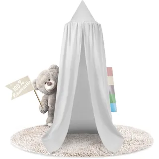 lilime® Betthimmel Baldachin aus 100% Baumwolle, ⌀50cm, Länge 240cm, Moskitonetz, Kinderzimmer, Hausbett, Kinderbett und Baby Bett - Weiß
