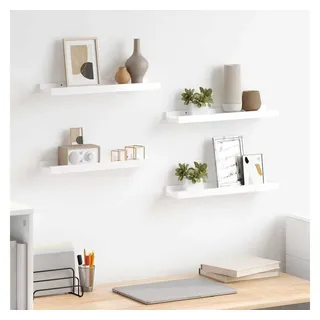 furnicato Wandregal Praktisches aus MDF 40 x 9 x 3 cm Hochglanz-Weiß, 4-tlg., Stabile Wandablage als 4er-Set mit 5 kg Traglast für das Wohnzimmer weiß 40 cm x 3 cm x 9 cm