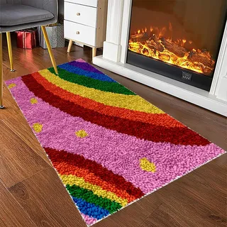 RxiBeFuw 69 x 102 cm Knüpfteppich Zum Selber Knüpfen Leuchtturm Tapisserie Teppich Knüpf-Sets Kreuzstich Set Knüpfteppich Formteppich Knüpfpackung KnüPfen Set für Anfänger,Teppich KnüPfen Set