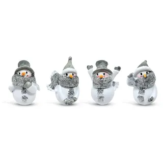 Ganz 3,8 cm große Miniatur-Figuren mit Glitzer, Schneemann, 4 Stück