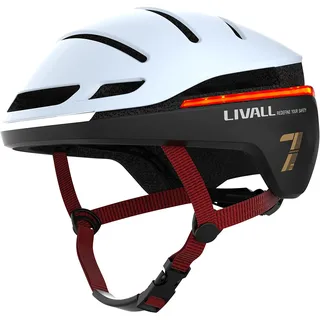 LIVALL Evo21 - Smarter Fahrradhelm mit SOS-Alarm-System, 360° LED Beleuchtung, Bremslicht, Anti-Loss-Alarm in weiß S 52-55 cm