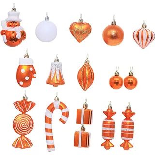 MagiDeal 16 Stück Weihnachtsbaumschmuck, kleine Anhänger, Mini-Dekorationen, Hochzeitsdekoration, orange Weihnachtskugeln