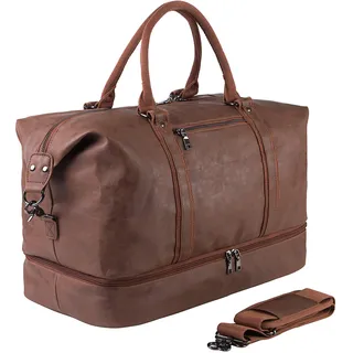 seyfocnia Reisetasche mit Schuhfach, Reisetasche für die Nacht Duffle Bag, Weekender Travel Bag, Große Handgepäcktasche, Reisetasche für Damen und Herren,Braun