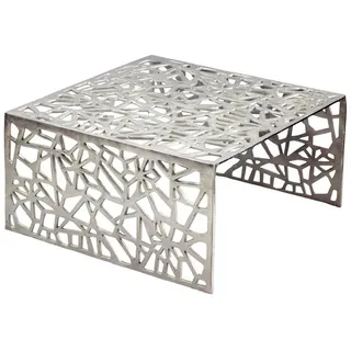 Wohnling Couchtisch WL7.502 Aluminium Silber 60cm Sofatisch Wohnzimmertisch Loungetisch (Luftiges Design mit moderner Eleganz), Metalltisch als stilvoller Blickfang silberfarben