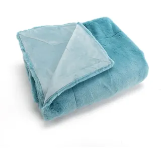 Plaid Luxe hellblau 130x170 - Rechteck Polyester Amadeus 130x1 cm