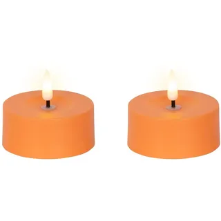 Lumineo LED-Kerze, Solar LED Teelicht 7x3cm Outdoor Kunststoff 2 Stk. Orange / Warmweiß orange