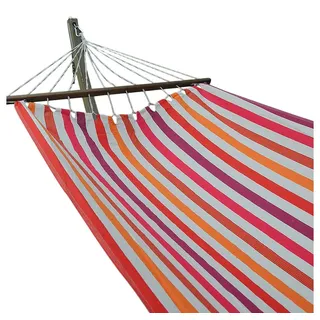 HOPLO Doppel Stabhängematte Christina mit XL Spreizstab 130 cm 100% Baumwolle,